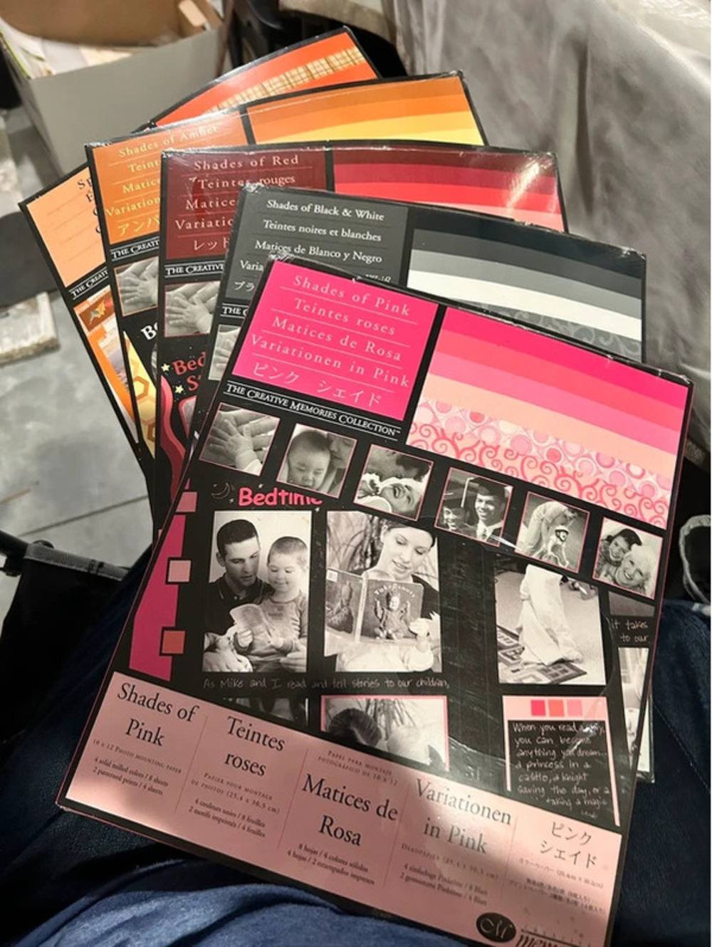 5 Creative Memories 10x12 Photo Paper Scrapbook Shades Pink Red Amber Orange